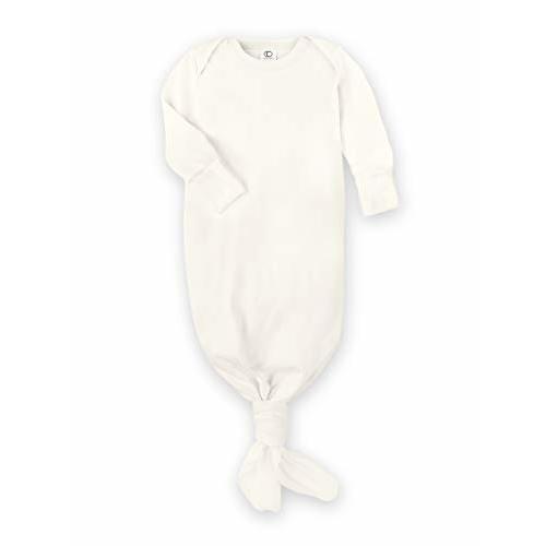 Colored Organics Baby 100% Organic Cotton Newborn Knotted Gown - Infant Indy Kimono Wrap Front Tie Knot with Mitten Cuffs