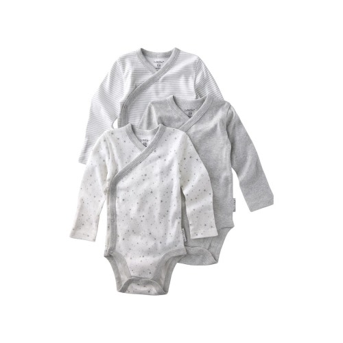 Sterling Side Snap Organic Cotton Assorted 3-Pack Bodysuits, Newborn