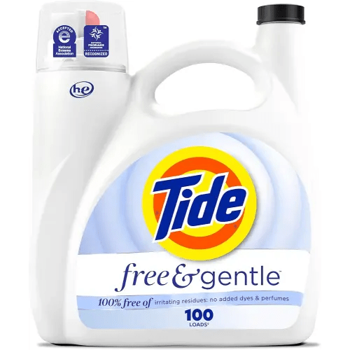 Tide Free & Gentle Liquid Laundry Detergent, 100 Loads, 132 fl oz, Tide Laundry Detergent, Clean Laundry Detergent