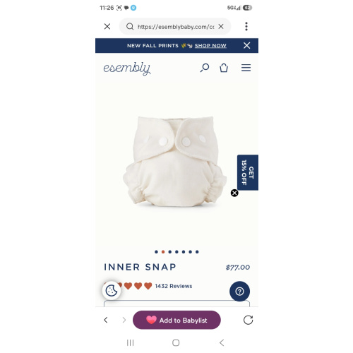 (set of 6) Cloth Diaper (Inners) - Size 1 & 2 - Esembly Baby