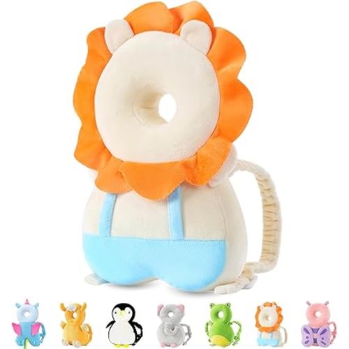 JunNeng Baby Head Protector Backpack, Toddler Walking Fall Head Protection, Yellow Lion