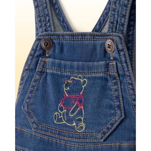 Baby Disney© Winnie the Pooh Embroidered Knit-Like Denim Overalls - Dark Wash - OshKosh B'gosh | Carter's