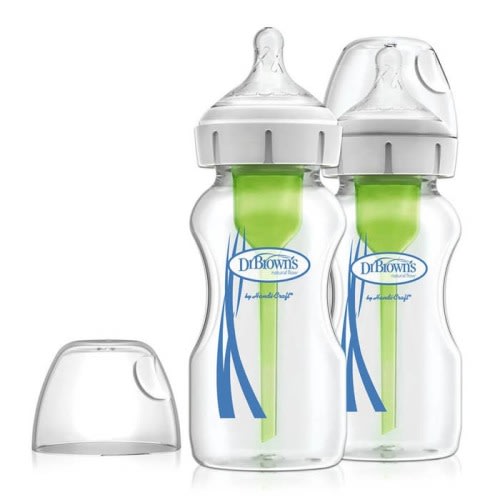 Options+ Wide Neck Glass Bottle (9 oz, 2 Pack)