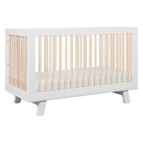 Babyletto Hudson 3-in-1 Convertible Crib with Toddler Bed Conversion Kit - White and Washed Natural