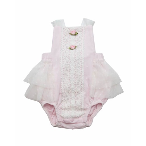 Girl's Grace Tiered Tulle Bubble Romper, Size Newborn-24M