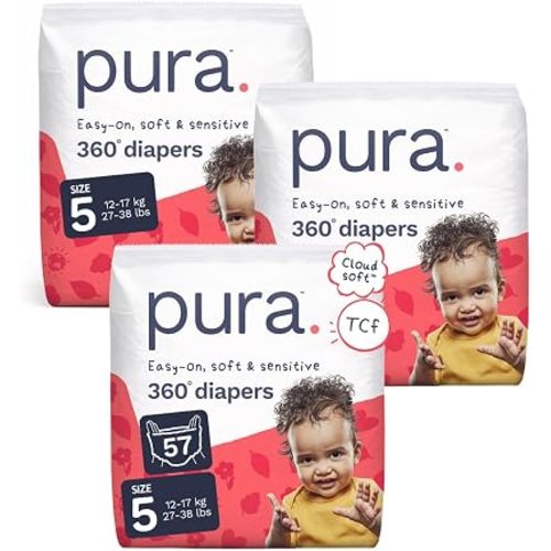 Pura 360° Stretch Diaper Pants Size 5 (27-38 lbs) 57 Count