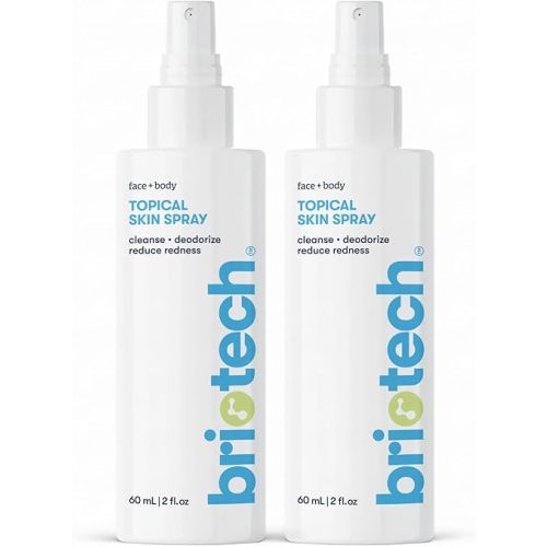 BRIOTECH Topical Skin Spray, Hypochlorous Acid Spray for Sensitive Skin, HOCl Facial Mist, Full Body Support Against Irritation, Calm Redness, Soothe Foot & Scalp, 2 oz Travel Size (2 Pack)