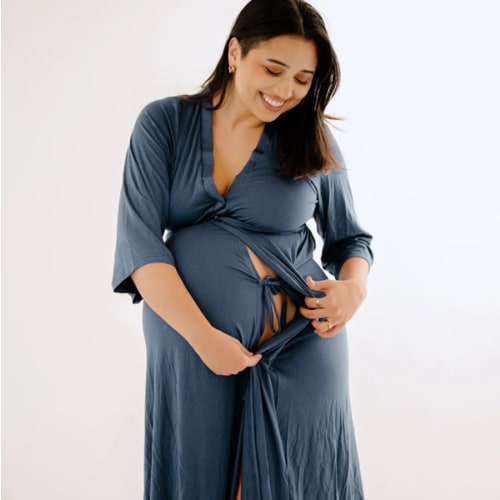 Lila Labor & Postpartum Gown in Midnight Blue