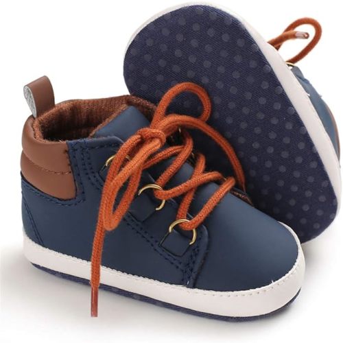 Meckior Toddler Baby Boys Girls High Tops Ankle Sneakers Soft Anti-Slip Sole PU Leather Moccasins Infant Newborn Prewalker First Walking Crib Shoes