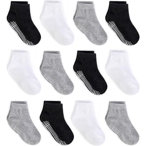 Zaples Baby Non Slip Grip Ankle Socks with Non Skid Soles for Infants Toddlers Kids Boys Girls