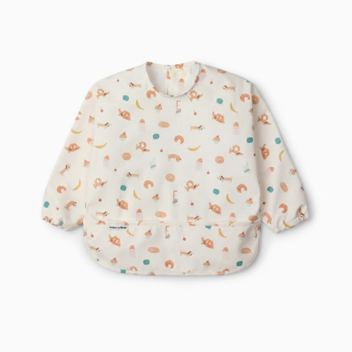Loulou Lollipop Long Sleeve Waterproof Smock Bib - French Breakfast