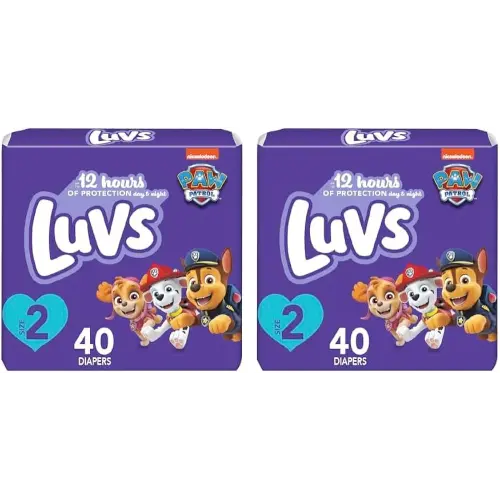 Luvs Diapers - Size 2, 40 Count, Paw Patrol Disposable Baby Diapers (Pack of 2)