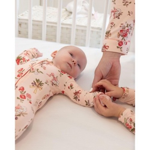 Bellabu Bear Baby Bows & Blooms Bamboo Convertible Footie Pink Newborn