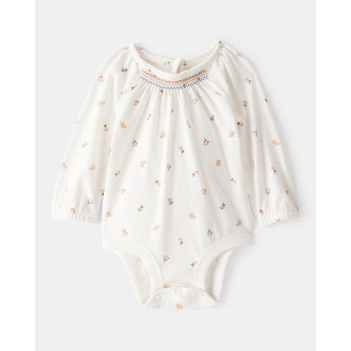 Baby Girl Floral Print Long-Sleeve Fashion Bodysuit - Ivory - OshKosh | Carter's