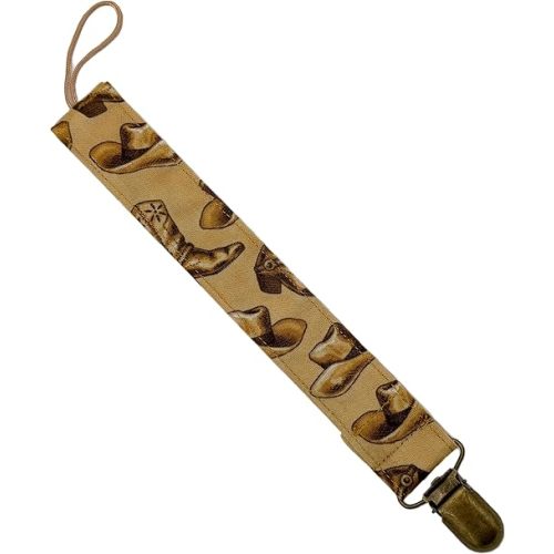 Fabric Pacifier Clip Holder for Infant Baby Boy And Girl, Universal Fit for Binky, Soothers and Teethers (Western Cowboy)