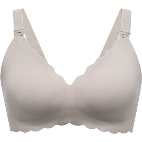 Momcozy Nursing Bras for Breastfeeding, Seamless Pregnancy Maternity Bra Wireless Classic Jelly Strip Support Nursing Bra