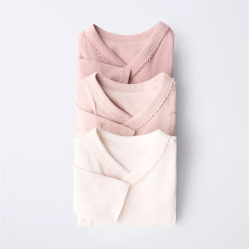 THREE-PACK OF KIMONO COLLAR FLORAL BODYSUITS, SOFT QUALITY - Pink | ZARA United States