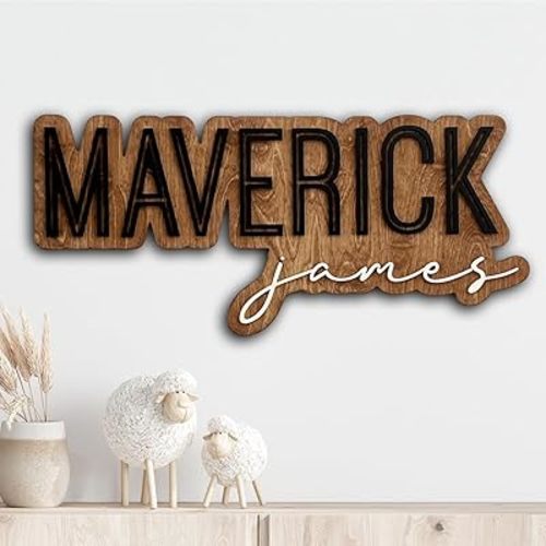 Personalized Wood Name Sign, Nursery Name Wooden, Above Crib Sign, Layered Baby Name Sign, Boy Name Sign, Cut Out Sign, Wooden name signs for nursery gift