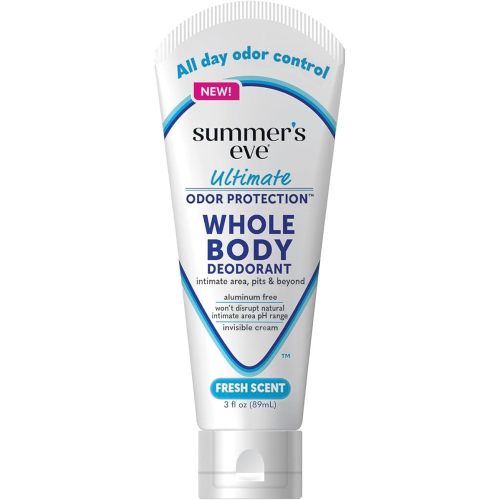 Summer's Eve Fresh Scent Whole Body Deodorant for Women, Aluminum-Free Ultimate Odor Control Cream, 3 Oz