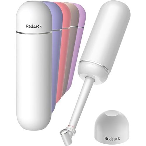Portable Bidet for Travel & Camping - Manual Squeeze Handheld Peri Bottle for Feminine Hygiene, 3 Leak-Proof Seals, Extendable Sprayer with Rotating Nozzle for Men & Women (White, General)