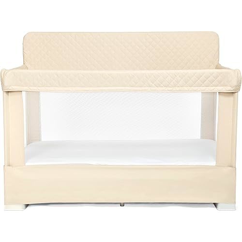 Baby Delight Lunaire Full Size Crib | Breathable Mesh Baby Crib | Tool-Free Assembly Baby Bed | 100% GOTS Certified Organic Cotton Fabric | Organic Oat