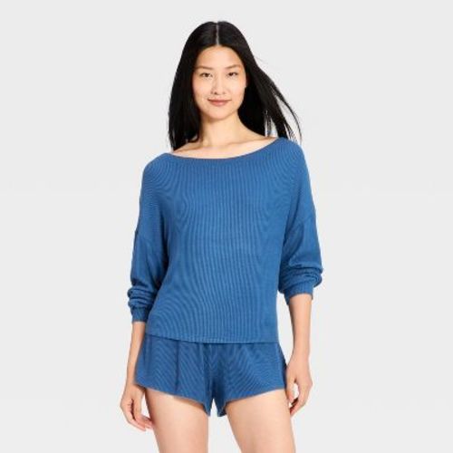 Women's Cozy Ribbed Boatneck Pullover - Auden™ Dark Blue XS