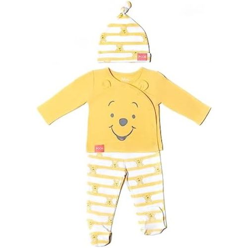 Disney Winnie the Pooh Baby 3-Piece Top Footed Pants and Hat Set