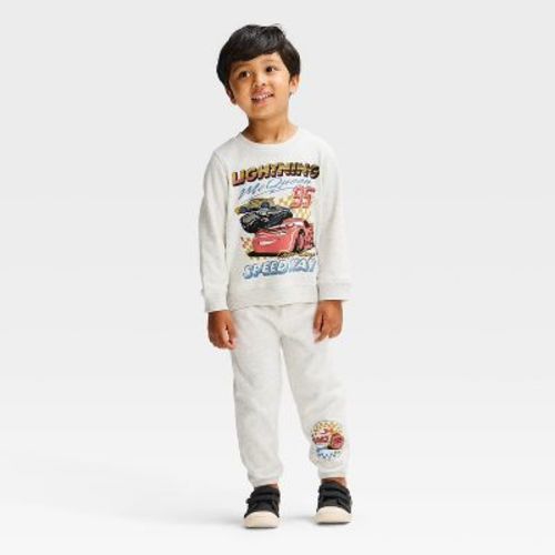 Toddler Boys' 2pc Disney Cars Lightning McQueen Sweatshirt and Pants Set - Gray 12M