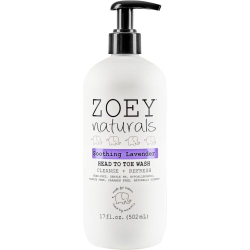 Zoey Naturals - Soothing Lavender Wash & Shampoo - Toddlers & Kids - With Tear-free, Paraben-Free, All Natural Ingredients for Sensitive Skin- 17 Oz