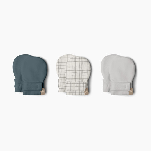 Goumi Kids Stay-On Baby Mitts (3 Pack) - Midnight + Gridlock + Desert Mist, 0-3 M