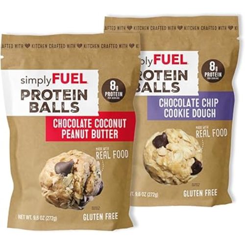 simplyFUEL Whole-Food Protein Balls Variety Pack (Best Sellers), 8 g High-Protein, Gluten-Free, Healthy Snack for Adults & Kids (9.6 oz, Pack of 2)