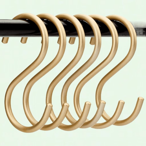 Heavy Duty S-Shaped Hooks for Hanging, 10 Pack, Gold, Aluminum Alloy, Multi-Purpose Storage Hooks