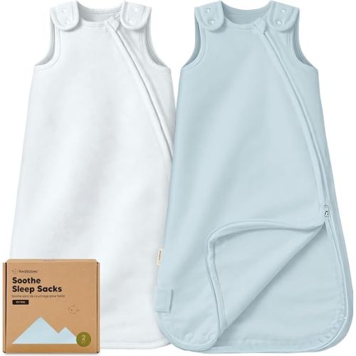 2-Pack Organic Baby Sleep Sacks, 100% Cotton 0.5TOG (Glacier, 6-18M)