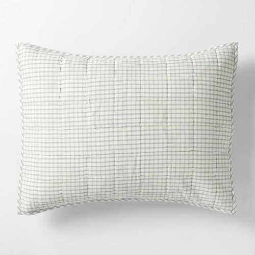 Blue Windowpane Plaid Kids Pillow Sham