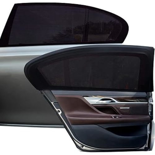 Tevlaphee Car Window Shades, 2 Pack Car Sunshade for Kids Breathable Universal Sun Visor Car Net for Baby with Certified UV for Side Window, Spandex Mesh Material Protect Privacy for Family (L)