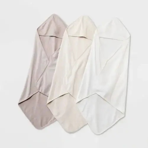 Baby 3pk Muslin Hooded Towel - Cloud Island™ Khaki: Extra Lightweight Cotton Blend, Machine Washable, 30"x30"