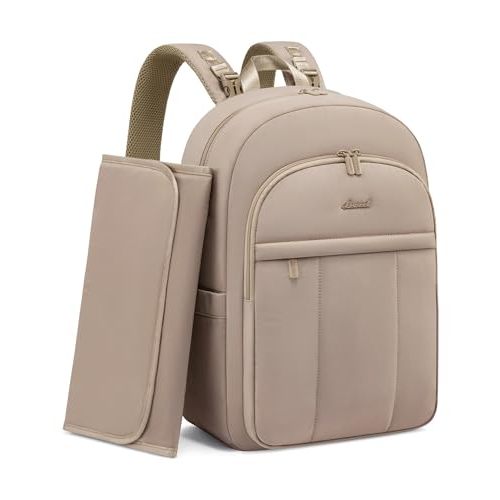 LOVEVOOK Diaper Bag Backpack, Large Puffy Baby Bag with Changing Pad Insulated Pockets Stroller Straps, Waterproof Diaper Backpacks for Mom Dad, Coffee Brown