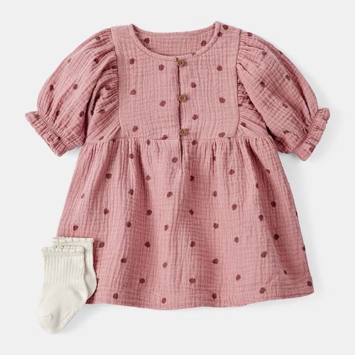 Baby Girl Carter's 2-Pc. Acorn Print Short Sleeve Dress Set