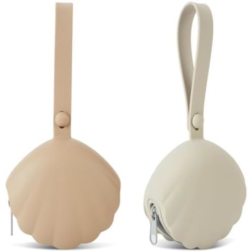 Silicone Pacifier Holder Case, Portable Leakproof Design Baby Pacifier Storage Case, BPA Free, Easy Clean, 2 Pack (Light Grey+Sand)