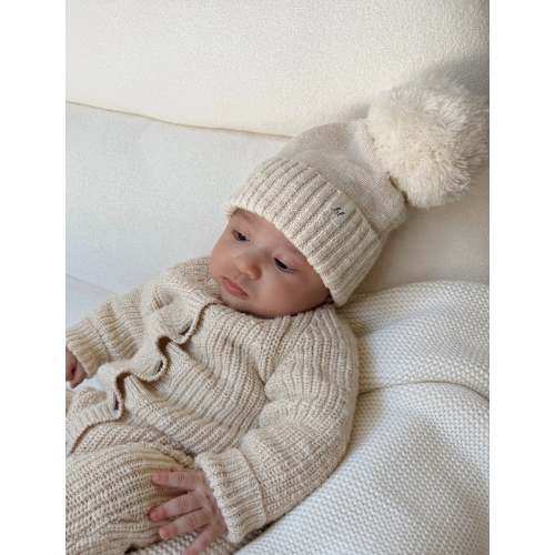 Luna + Luca Pom Beanie - French Cream