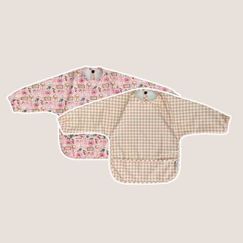 Waterproof Long Sleeve Baby Bib Bundle: Full Cover Recycled Polyester