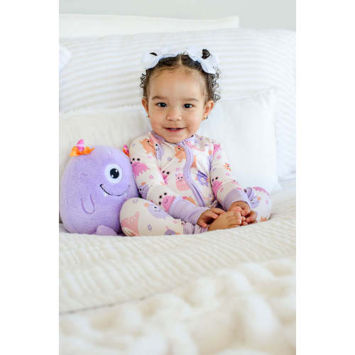 Bamboo Convertible Zipper Romper | Mini Monsters Pink