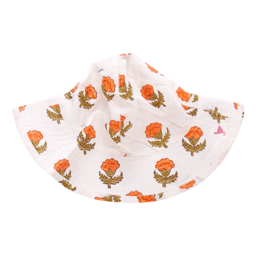 Baby Girls Sun Hat - Small Orange Bud