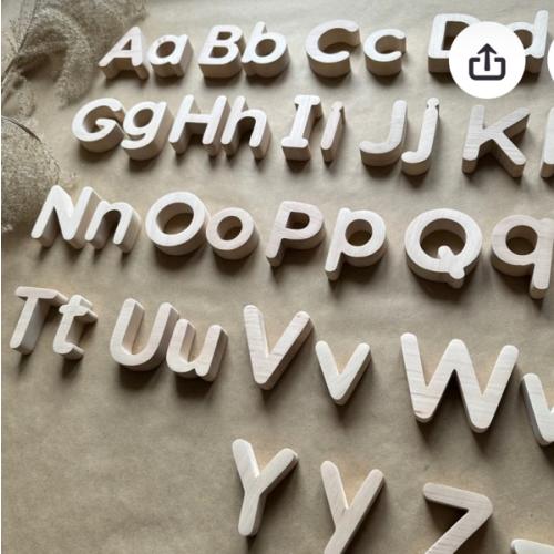 Handmade Wooden Spanish Alphabet Magnets: 54 pcs Uppercase and Lowercase Letters