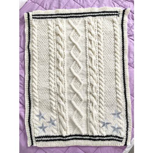 Hand Knit Cabled Baby Blanket “Ode to Folklore”