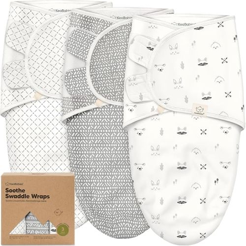 KeaBabies 3-Pack Organic Baby Swaddle Sleep Sacks - Swaddles for Newborns, Infant 0-3 Months, Baby Girls, Boys, Soft & Snug Newborn Sleep Sack, Nursery Swaddling Blankets (Nordic)