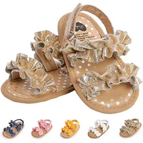 Ohwawadi Baby Boys Girls Sandals Soft Sole Summer Infant Wedding Dress Flat Shoes Beach Sandal Newborn Crib Shoes First Walkers