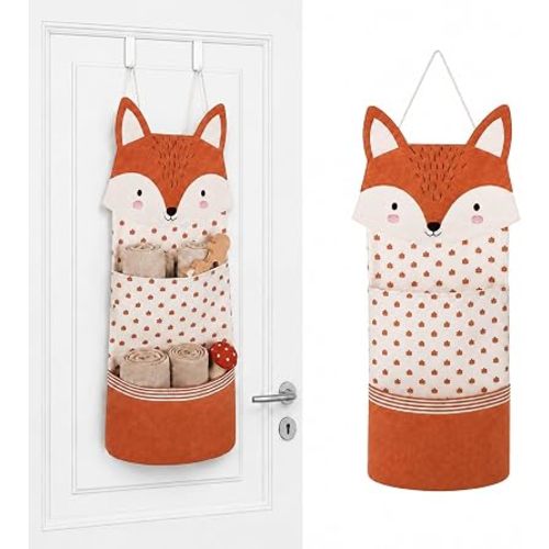 Fox Hanging Diaper Organizer for Nursery Woodland, 27x12 Inch