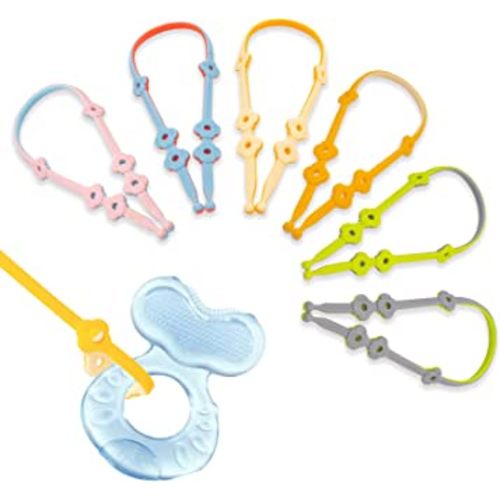 Toy Straps for Baby 6PK Silicone Toy Leash Holder for Stroller HighChairs Car seat, Secure-A-Toy Adjustable Length to Keep Toys Clean …