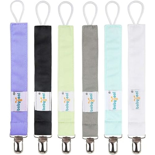 babygoal Baby Pacifier Clips, 6 Pack Pacifier Holder for Boys and Girls Fits for Most Pacifiers and Binkies 6MP15